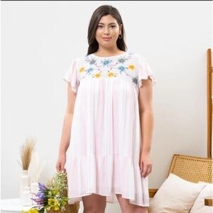 DUNCAN EMBROIDERED MINI DRESS Size 1XL